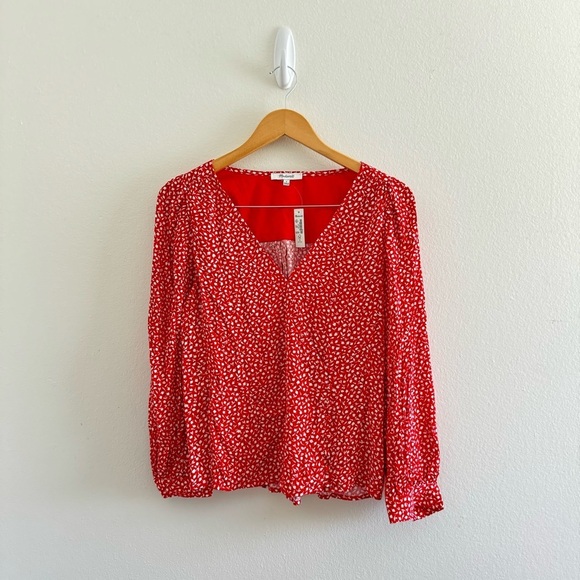 NWT Madewell Kinston Side Button Wrap Red Top Size Small - Picture 5 of 12
